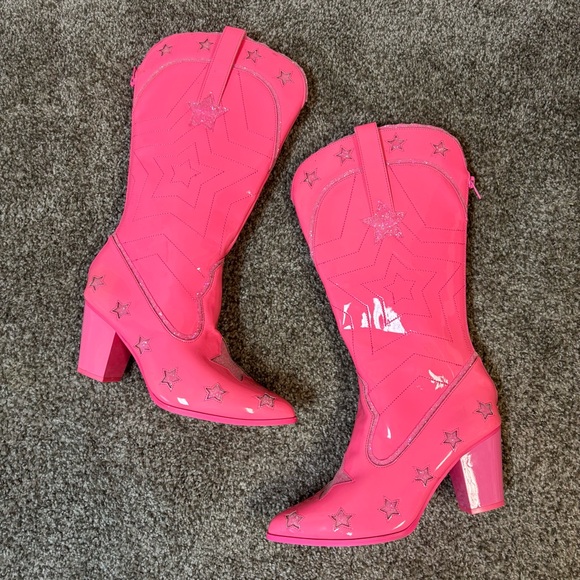 YRU Space Cowgirl Hot Pink Star Festival Boots size 8 - Picture 2 of 8